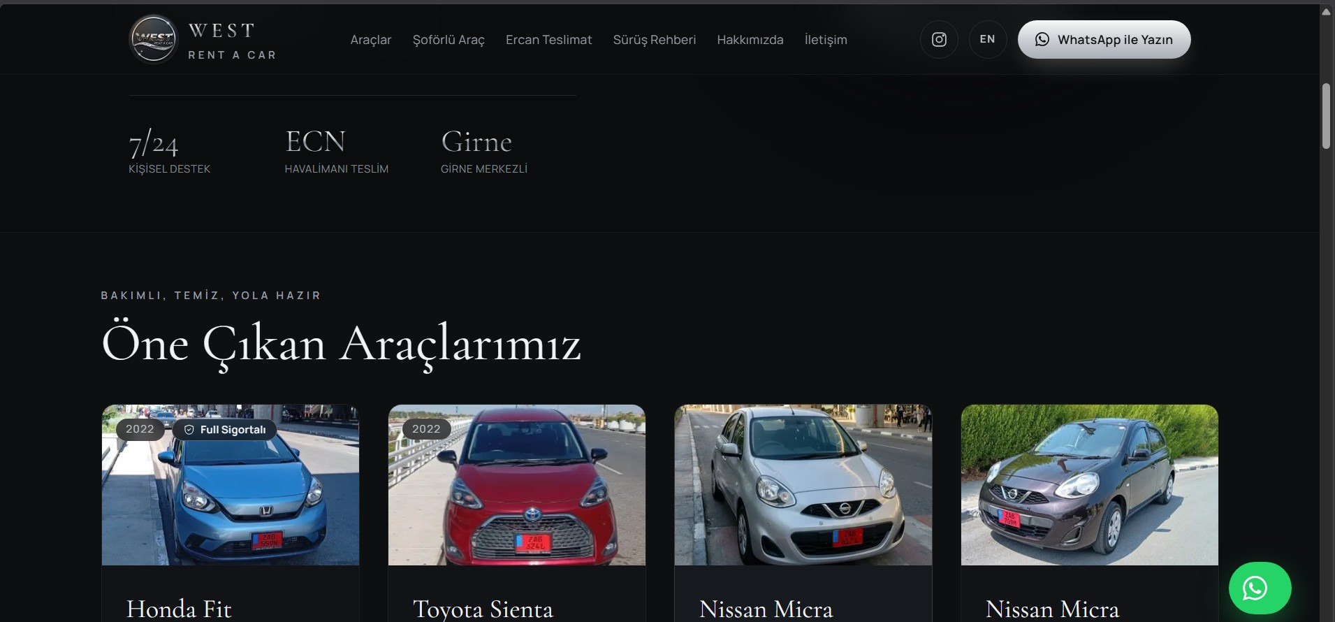 Featured cars, each shown with its own photo and year